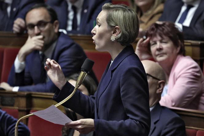 La députée d’Ensemble pour la République Laure Miller lors d’une séance de questions au gouvernement à l’Assemblée nationale, à Paris, le 27 mai 2025.