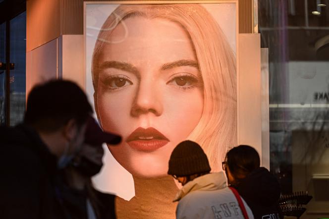Devant un panneau publicitaire pour Dior dans un centre commercial, à Pékin, le 28 décembre 2024.