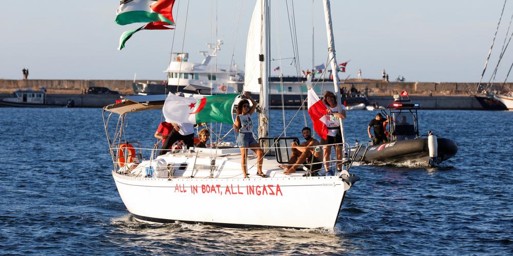 Un bateau participant à la flottille pour Gaza, dans le port de Bizerte (Tunisie), le 13 septembre 2025. - ZOUBEIR SOUISSI/REUTERS