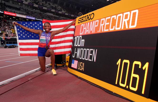 リール OLYMPIC 100m/m HIGH SPEED America's Jefferson-Wooden and Jamaica's Seville win world 100m