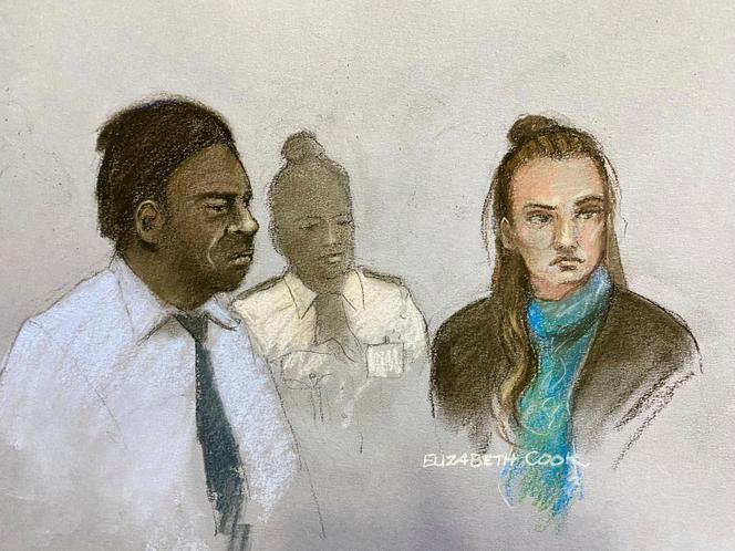 Croquis du procès de Constance Marten et Mark Gordon, à Londres, le 15 septembre 2025.
