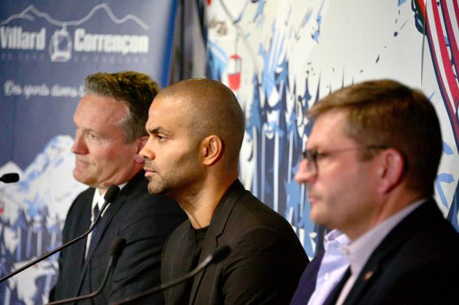 Tony Parker, lors d’une conférence de presse trois ans après l’acquisition de la société des remontées mécaniques de Villard-de-Lans et de Corrençon-en-Vercors SEVLC, le 29 septembre 2022. 