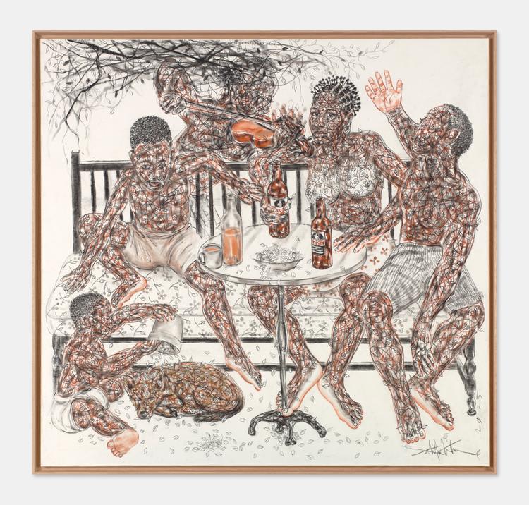 « The Moment of Music », de Salifou Lindou (2025). Pastel sur papier monté sur toile (120 cm x 150 cm).