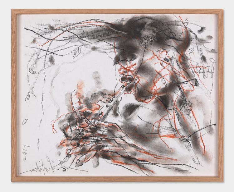 « Flûtiste », de Salifou Lindou (2019). Pastel sur papier (32 cm x 39 cm).