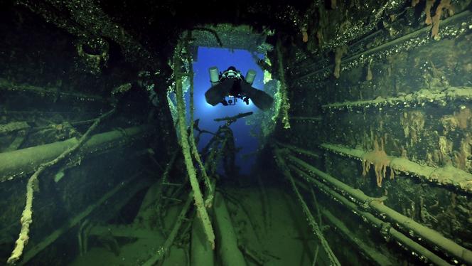 Intérieur de l’épave du « Britannic », photo non datée fournie par le ministère grec de la culture, le 15 septembre 2025.