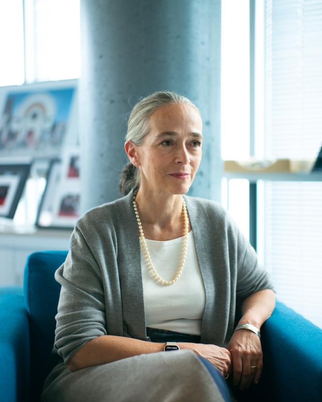 Delphine Ernotte, présidente de France Télévisions, dans son bureau, à Paris, le 31 août 2023.