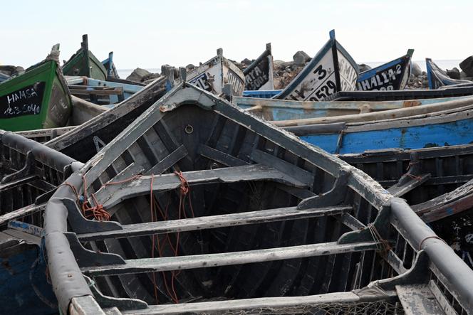Des pirogues s’accumulent dans un « cimetière de bateaux » à Arinaga, sur l’île espagnole de Grande Canarie, en novembre 2021.