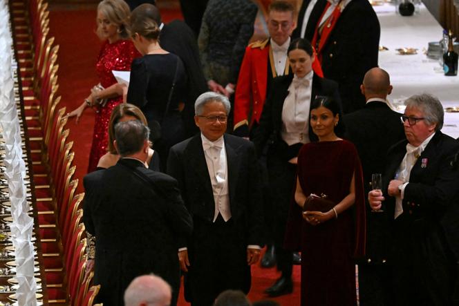 Le PDG de Nvidia, Jensen Huang, au château de Windsor (Royaume-Uni), lors de la visite officielle du président américain Donald Trump, le 17 septembre 2025.