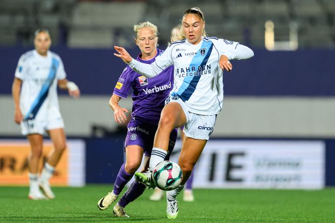 La joueuse du Paris FC, Oceane Picard (maillot blanc), face à l’Austria Vienne, en Autriche, le 18 septembre 2025.