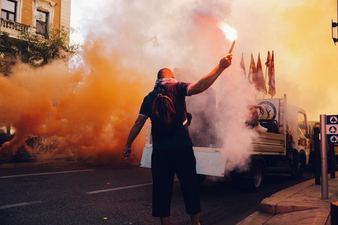 Des syndicalistes de la CGT, à Marseille, le 18 septembre 2025.