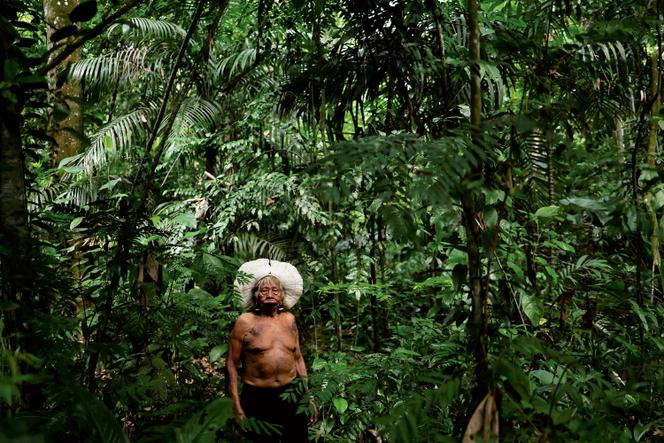 Raoni Metuktire avant le sommet des nations de la forêt tropicale amazonienne, à Belém (Brésil), le 5 août 2023.