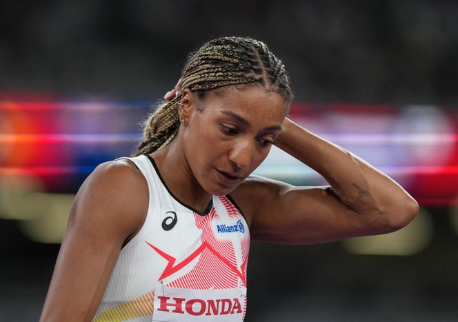 Nafissatou Thiam, lors de l’épreuve du saut en hauteur de l’heptathlon, à Tokyo, le 20 septembre 2025.