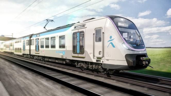 Vue d’artiste du futur train MI20, les nouvelles rames qui circuleront sur la ligne B du RER francilien.