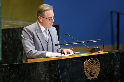 Belçika Başbakanı Bart De Wever, 22 Eylül 2025'te New York'ta düzenlenen Birleşmiş Milletler Yıllık Konferansı'nda konuşuyor.