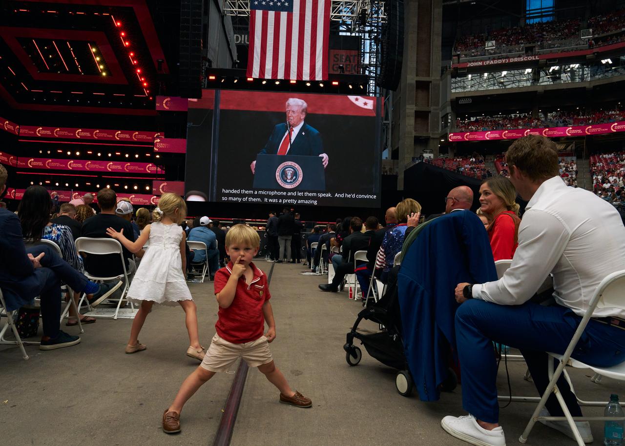 During Donald Trump's speech at State Farm Stadium in Glendale, Arizona, on September 21, 2025.