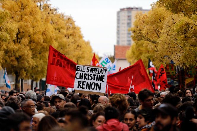 Des enseignants et directeurs d’école manifestent après le suicide de Christine Renon, directrice d’une école de Pantin (Seine-Saint-Denis), à Bobigny, le 3 octobre 2019.