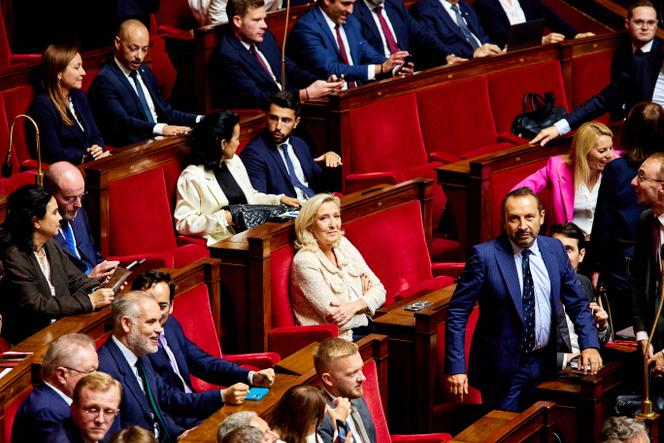 La présidente du groupe RN, Marine Le Pen, à l’Assemblée nationale, à Paris, le 8 septembre 2025.