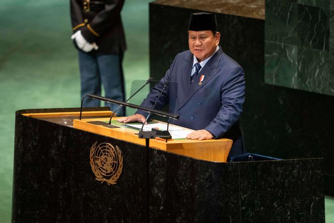 Le président indonésien Prabowo Subianto s’adresse à la 80ᵉ session de l’Assemblée générale des Nations unies, mardi 23 septembre 2025.