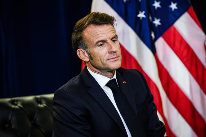 Le président de la République, Emmanuel Macron, lors d’une réunion bilatérale avec Donald Trump au siège de l’ONU à New York, le 23 septembre 2025.