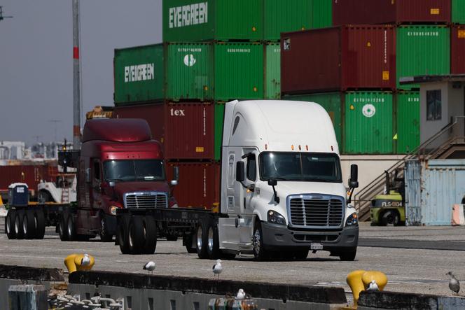 Le terminal maritime Evergreen du port de Los Angeles, en Californie, le 13 septembre 2025. 