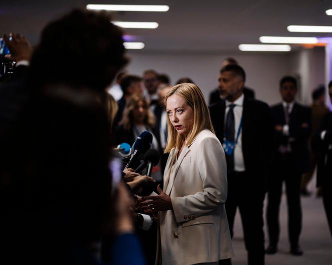 Giorgia Meloni, la présidente du conseil italien, à La Haye, le mercredi 25 juin 2025.