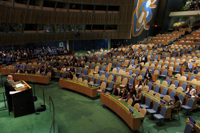 Le premier ministre israélien, Benyamin Nétanyahou, s’adresse à la 80ᵉ Assemblée générale des Nations unies, au siège de l’ONU, à New York, le 26 septembre 2025. 