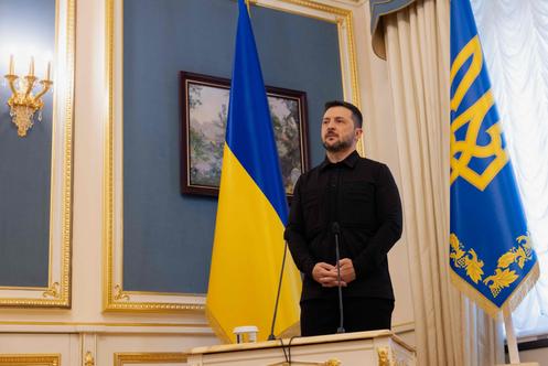 Le présidnt ukranien, Volodymyr Zelensky, lors d’une conférence de presse à Kiev, le 27 septembre.