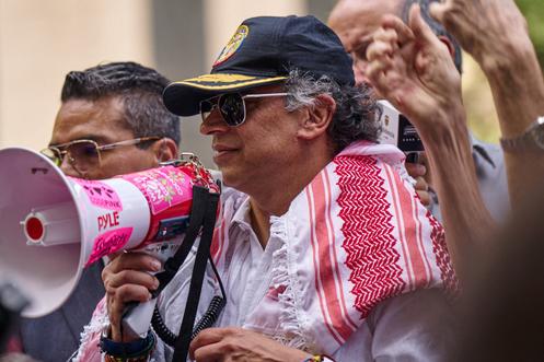 Le président colombien, Gustavo Petro, lors d’une manifestantation propalestinienne à New York, le 26 septembre 2025.