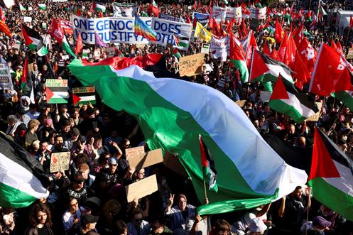 Lors du rassemblement « Tous les regards sont tournés vers Gaza », à Berlin, le 27 septembre 2025.