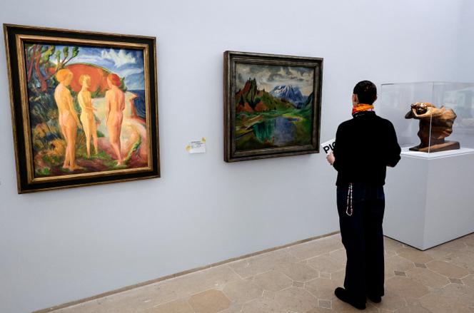 Tableaux du peintre allemand Erich Heckel (1883-1970), lors de l’exposition « L’art dégénéré », au Musée Picasso, à Paris, le 12 février 2025.