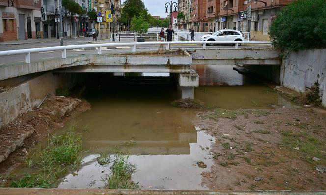 La ravine de la Saleta, après que de fortes pluies ont fait craindre une répétition des inondations meurtrières qui ont dévasté la région en 2024, à Aldaia (Espagne), le 29 septembre 2025.
