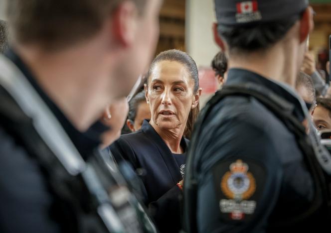 La présidente mexicaine, Claudia Sheinbaum, à son arrivée à Calgary pour assister à la réunion des dirigeants du G7, qui se tient à Kananaskis, en Alberta, le 16 juin 2025.