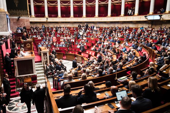Vue générale de l’Assemblée nationale lors d’une réunion du socle commun, à Paris, le 1ᵉʳ octobre 2025.