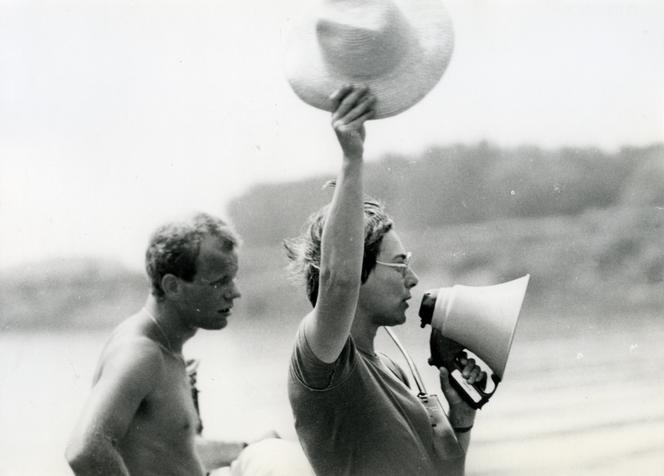 Judit Elek sur le tournage de « Mémoires d’un Fleuve », en 1989.