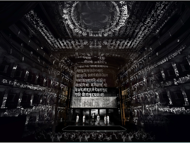 Maquette virtuelle du décor de « Satyagraha », opéra de Philip Glass, pour l’Opéra de Nice.