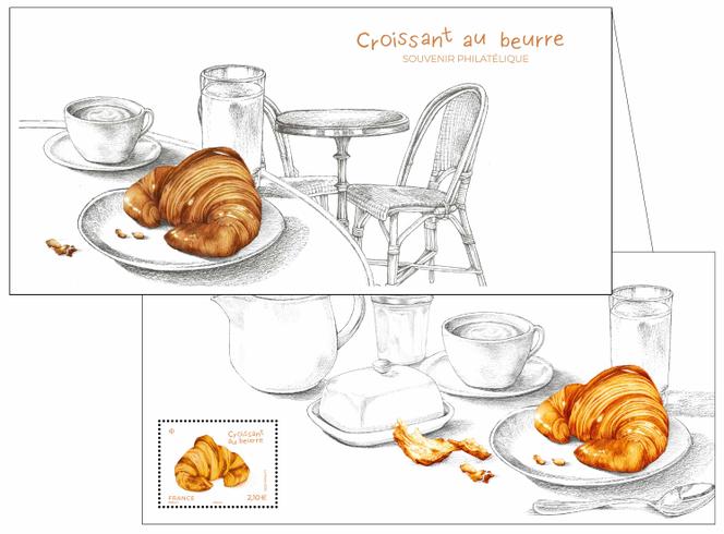 « Croissant au beurre », création Frédérique Vernillet d’après photo © Equitable - C.HEL et mise en page Ségolène Carron. Tirage du feuillet vendu 5 euros : 20 000 exemplaires.