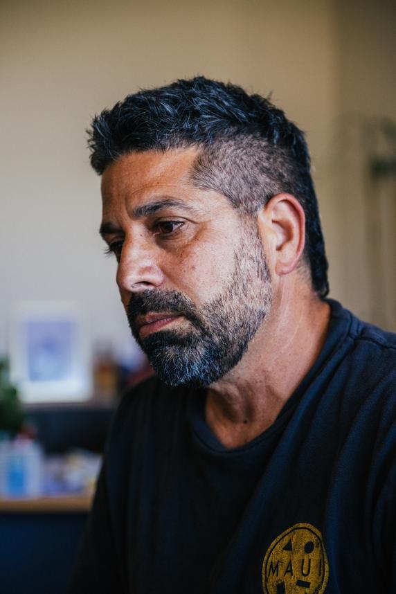 Ben Sochman, director of the Be'eri printing house, in his office in Be'eri, southern Israel, on September 14, 2025.