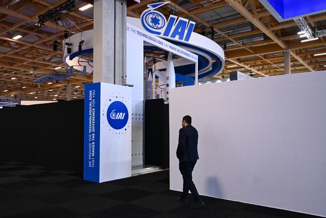 Le pavillon israélien encloisonné lors de la 55e édition du Salon international de l'aéronautique et de l'espace, au Bourget, le 19 juin 2025.
