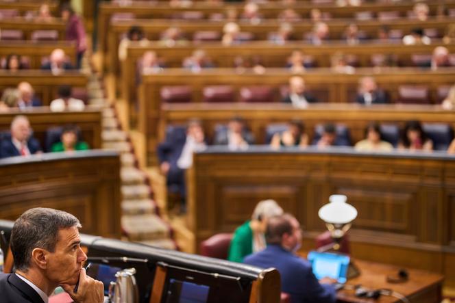 Le premier ministre socialiste, Pedro Sanchez, au Parlement espagnol, à Madrid, le 9 juillet 2025.