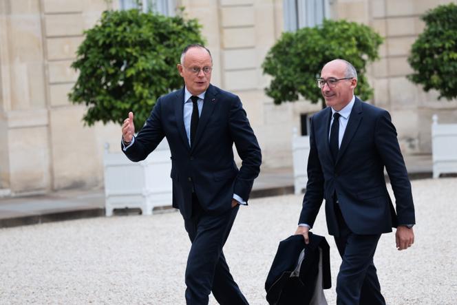 Edouard Philippe et Paul Christophe, le chef des députés Horizons, à l’Elysée, à Paris, le 10 octobre 2025.