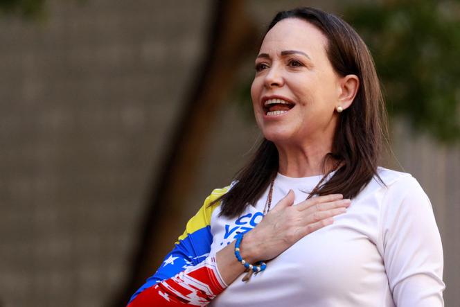 La cheffe de l’opposition vénézuélienne, Maria Corina Machado, à Caracas, le 9&nbsp;janvier 2025.