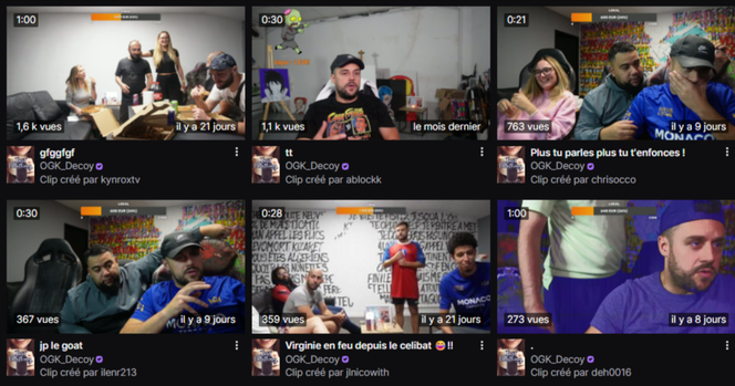Images extraites des dernières vidéos diffusées par la chaîne Twitch OGK_Decoy, le 10 octobre 2025.