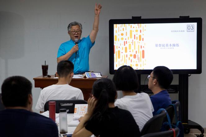 Le pasteur Jin Mingri à l’Eglise Sion de Pékin, le 4 août 2018.