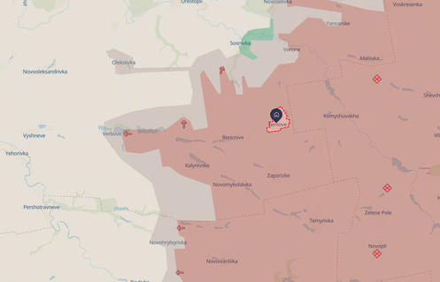 Capture d’écran de la carte du site DeepState.