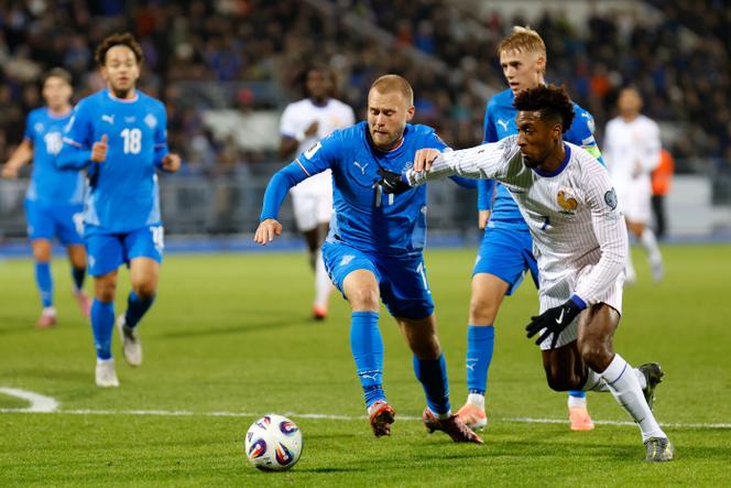 Le Français Kingsley Coman lors du match de qualification pour le Mondial 2026, face à l’Islande, à Reykjavik, lundi 13 octobre 2025.