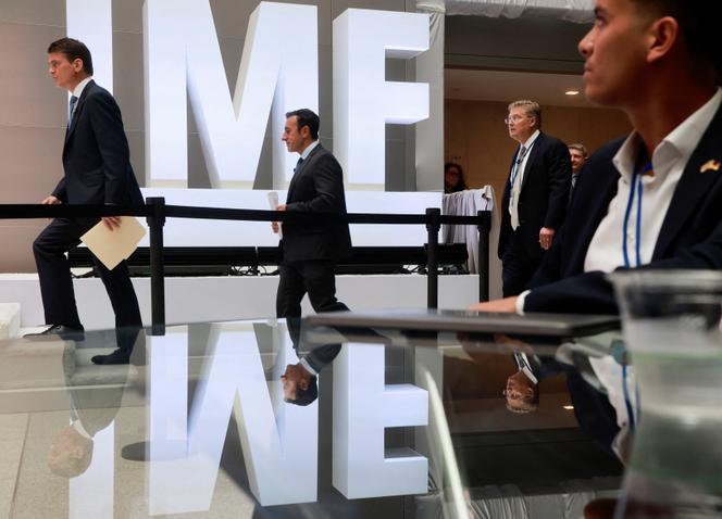 A l’ouverture des réunions annuelles du FMI et de la Banque mondiale, à Washington, le 13 octobre 2025.