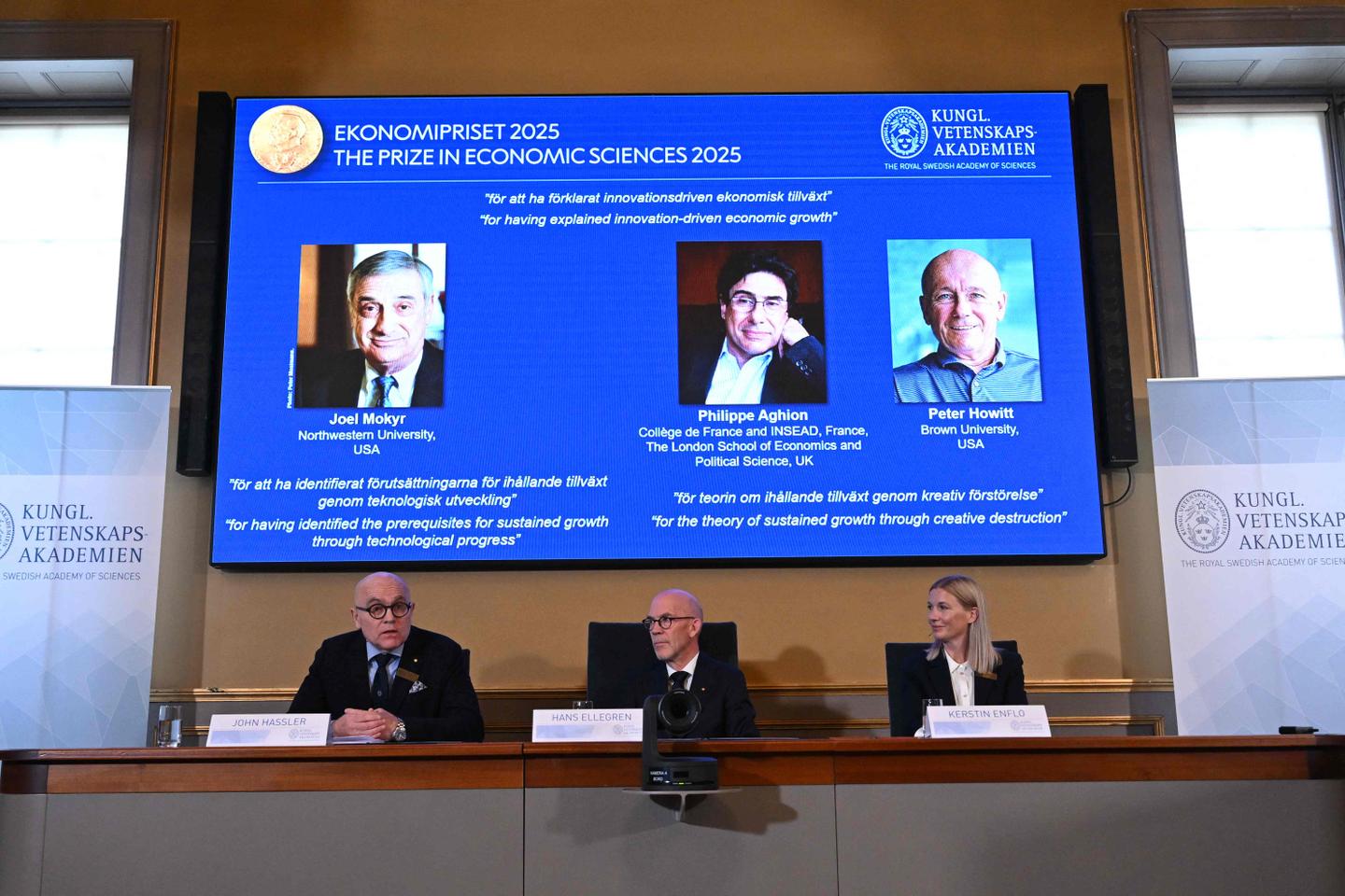 Le Nobel d’économie 2025 décerné au Français Philippe Aghion, Joel Mokyr et Peter Howitt « pour leurs travaux sur l’innovation »
