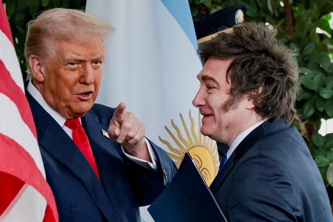 Le président des Etats-Unis, Donald Trump, et son homologue argentin, Javier Milei, à la Maison Blanche, le 14 octobre 2025. 