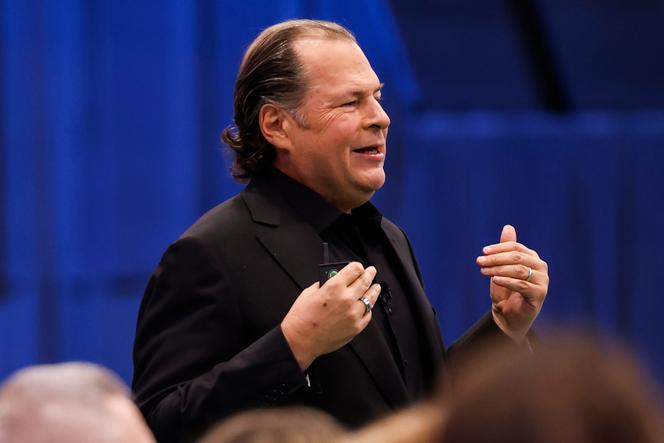 Marc Benioff, PDG de Salesforce, au Moscone Center de San Francisco, en Californie, le 14 octobre 2025.