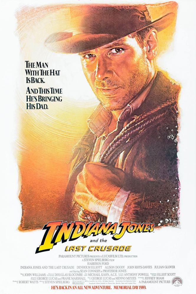 L’affiche dessinée par Drew Struzan du film « Indiana Jones et la Dernière Croisade », (1989), réalisé par Steven Spielberg.
